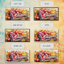 Load image into Gallery viewer, Basket With Pumpkins And Apples Framed Canvas Print Tall Art Rustic Fall Decor Thanksgiving Autumn Harvest Home Wall Art Farmhouse Gift Idea