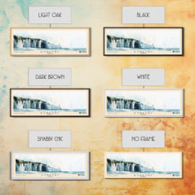 Load image into Gallery viewer, Étretat, France Watercolor Print, Vacation Gift, France Wall Art, Beach Painting, Beach Decor, Large Wall Art, Wood Frame Art