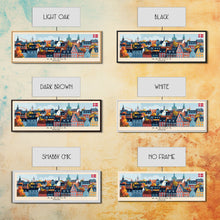 Carregar imagem no visualizador da galeria, Aarhus Denmark Panoramic Travel Poster, Framed Canvas Print or Metal Wall Art, Travel Art, Home Decor, Panoramic Painting, Midcentury Art