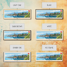 Load image into Gallery viewer, Antalya Turkey Panoramic Travel Poster, Framed Canvas Print or Metal Wall Art, Travel Art, Home Decor, Panoramic Painting, Midcentury Art