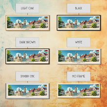 Load image into Gallery viewer, Augsburg Germany Panoramic Travel Poster, Framed Canvas Print or Metal Wall Art, Travel Art, Home Decor, Panoramic Painting, Midcentury Art