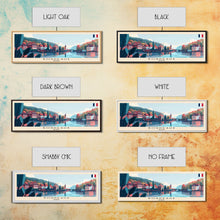 Load image into Gallery viewer, Bordeaux France Panoramic Travel Poster, Framed Canvas Print or Metal Wall Art, Travel Art, Home Decor, Panoramic Painting, Midcentury Art