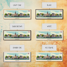 Load image into Gallery viewer, Breda Netherlands Panoramic Travel Poster, Framed Canvas Print or Metal Wall Art, Travel Art, Home Decor, Panoramic Painting, Midcentury Art