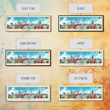 Carregar imagem no visualizador da galeria, Brussels Belgium Panoramic Travel Poster, Framed Canvas Print or Metal Wall Art, Travel Art, Home Decor, Panoramic Painting, Midcentury Art