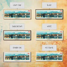 Carregar imagem no visualizador da galeria, Geneva Switzerland Wall Art, Panoramic Travel Poster, Panoramic Framed Canvas Print, City Wall Art, Wall Hanging Home Decor, Travel Art