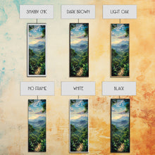 Load image into Gallery viewer, Jungle Landscape Canvas Painting, Tropical Wall Art Print, Mountain Art Printed on Framed Canvas, Oversized Narrow Landscape Art