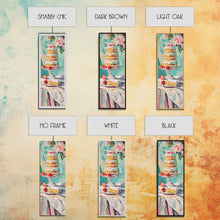 Load image into Gallery viewer, Cake Wall Art Framed and Printed on Canvas, Wall Art for Kitchen or Bakery, Food Art Print, Tall and Narrow Colorful Art for Kitchen