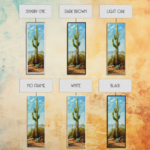 Load image into Gallery viewer, Framed Printed Acrylic Canvas Painting of Saguaro Cactus, Colorful Desert Art Print, Modern Western Wall Art Print, Office Wall Decor