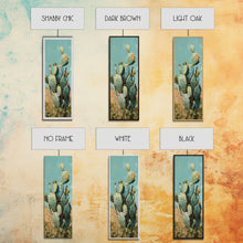 Load image into Gallery viewer, Botanical Desert Art Print of Cactus Framed on Canvas, Framed Western Art, Colorful Landscape Painting, Vertical Art for Living Room