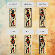 Load image into Gallery viewer, Egyptian Art Depiction of Horus - Framed Canvas Print, Midcentury Modern Wall Art, Skinny Art, Tall Art, Living Room Decor