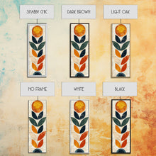 Load image into Gallery viewer, Abstract Geometric Stained Glass Design in Vibrant Colors - Framed Canvas Print, Midcentury Modern Art, Skinny Art, Tall Art, Living Room Wall Decor