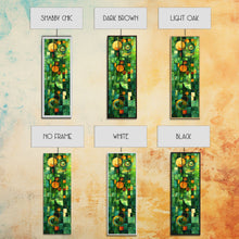 Carregar imagem no visualizador da galeria, Geometric Abstract Art in Green and Yellow Tones - Framed Canvas Print, Midcentury Modern Art, Skinny Art, Tall Art, Living Room Wall Decor, Boho Art