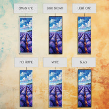 Carregar imagem no visualizador da galeria, Expansive Lavender Fields Under a Bright Sky, Skinny and Tall Art, Bold Framed Canvas Print, Landscape Wall Art