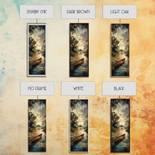 Load image into Gallery viewer, Antique Canoe Framed Canvas Print, lake House Decor, Lake Life Wall Art, Tall Wall Art For Small Spaces