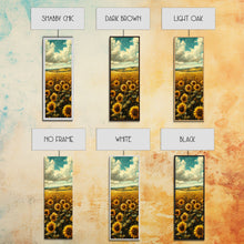 Cargar imagen en el visor de la galería, Bright Sunflowers Field Warm Countryside Farmhouse Wall Art Framed Canvas Print Tall Art Ukiyo-e Japanese Style Art