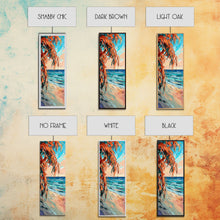 Carregar imagem no visualizador da galeria, Expressive Coastal Shoreline Landscape in Blue and Orange, Abstract Painting on Framed Canvas Print, Perfect for Beach-Themed Wall Art