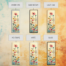 Load image into Gallery viewer, Bright Field of Wildflowers Skinny Art Tall Art Japanese Ukiyo-e Inspired Floral Print Framed Canvas Wall Art