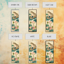 Load image into Gallery viewer, Frogs On Lily Pads Canvas In Japanese Ukiyo-e Style, Traditional Woodblock Print, Framed Canvas Print, Tall Skinny Japanese Wall Art, Ready To Hang