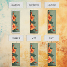 Cargar imagen en el visor de la galería, Bright Hibiscus Flowers Ukiyo-e Inspired Art, Framed Canvas Print Ideal for Tall Skinny Spaces, Japanese Floral Design