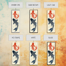 Load image into Gallery viewer, Elegant Koi Fish in Minimalist Japanese Art Style, Tall and Skinny Framed Canvas Print for Ukiyo-e Art Lovers