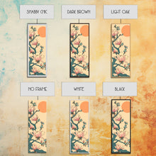 Load image into Gallery viewer, Delicate Magnolia Blossoms in Ukiyo-e Style, Tall Skinny Framed Canvas Print, Japanese Art for Vertical Spaces