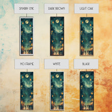 Carregar imagem no visualizador da galeria, Framed Canvas Print Of A Nighttime Japanese Festival Scene With Lanterns And Pine Trees, Traditional Wall Art Ready To Hang