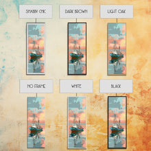 Carregar imagem no visualizador da galeria, Fishing Boat, Calm Waters, Japanese Art, Skinny Art, Tall Art, Framed Canvas Print, Ukiyo-e Style