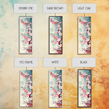 Load image into Gallery viewer, Delicate Pink Flowers On Branch Gentle Tones Skinny Art Tall Art Framed Canvas Print Japanese Style Art Ukiyo-e Art Wood Block Print Floral