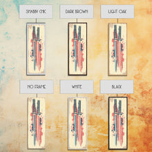 Carregar imagem no visualizador da galeria, Abstract Samurai Swords Framed Canvas Print Ukiyo-e Art Japanese Style Tall Art Skinny Art Wood Block Print