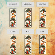 Carregar imagem no visualizador da galeria, Curved Tree With Green Foliage Ukiyo-e Art Japanese Style Framed Canvas Print Wood Block Print Skinny Art Tall Art