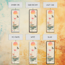 Carregar imagem no visualizador da galeria, Autumn Maple Leaves Falling Tall Skinny Japanese Wall Art - Framed Canvas Print in Ukiyo-e Style
