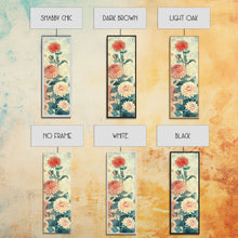 Cargar imagen en el visor de la galería, Chrysanthemums in Soft Pastel Tones on Tall Skinny Framed Canvas Print, Japanese Art Wall Decor