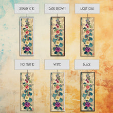 Cargar imagen en el visor de la galería, Colorful Hollyhock Flowers Traditional Japanese Woodblock Style Tall Skinny Framed Canvas Print Wall Art