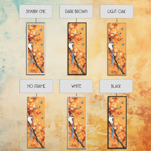 Load image into Gallery viewer, Birds Among Autumn Leaves Japanese Style Tall Wall Art Skinny Framed Canvas Print Woodblock Print