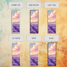 Carregar imagem no visualizador da galeria, Expansive Lavender Field Beneath a Dramatic Cloudy Sky in Warm Pastel Hues Ukiyo-e Art Japanese Framed Canvas Print Skinny Tall Art