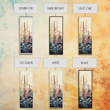 Carregar imagem no visualizador da galeria, Framed Canvas Print Of Elegant Wildflowers Set Against A Soft Background, Skinny Art, Tall Art, Japanese Style Art, Ukiyo-e Art, Wood Block Print