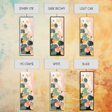 Load image into Gallery viewer, Bright And Colorful Nasturtium Flowers Ukiyo-e Style Tall Skinny Wood Block Japanese Art Framed Canvas Print