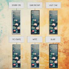 Carregar imagem no visualizador da galeria, Calm Water Lilies Floating On Still Pond With Subtle Ripples Ukiyo-e Skinny Tall Wood Block Framed Canvas Print Japanese Style Art