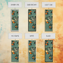 Load image into Gallery viewer, Elegant Bird Among Persimmons On A Green Canvas, Skinny Wall Art With Framed Canvas Print In Japanese Style Art For Feng Shui Decor