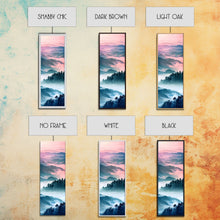 Load image into Gallery viewer, Dreamy Layers Of Misty Mountains At Dawn – Framed Canvas Print Skinny Art And Tall Art, Emphasizing Ukiyo-E Art And Japanese Style Art