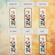 Cargar imagen en el visor de la galería, Floral Bouquet With Pink And Red Flowers - Skinny Art Tall Art Framed Canvas Print Japanese Style Art Ukiyo-e Art