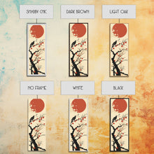 Load image into Gallery viewer, Blackbird Perched On A Branch Under The Red Sun In Japanese Style Ukiyo-e Art Framed Canvas Print Skinny Art Tall Art