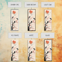 Load image into Gallery viewer, Crows On Bare Tree Branches Against Red Sun Skinny Art Wood Block Print Japanese Style Art Framed Canvas Print Tall Art Ukiyo-e Art
