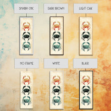 Load image into Gallery viewer, Coastal Crabs Skinny Art Tall Art Japanese Ukiyo-e Inspired Nautical Framed Canvas Print for Beach House or Ocean Lovers