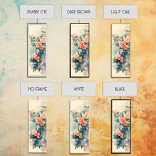 Carregar imagem no visualizador da galeria, Azalea Blossoms Skinny Art Tall Art Japanese Ukiyo-e Inspired Floral Framed Canvas Print for Elegant and Timeless Decor