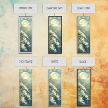 Load image into Gallery viewer, Delicate White Flowers and Full Moon in a Tranquil Night Setting - Skinny Art, Japanese Wall Decor, Framed Canvas Print, Ukiyo-e Style