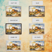 Load image into Gallery viewer, Beautiful Arizona Watercolor Landscape Painting Print, Wood Framed Art, Gift for him, painting, Prints, Abstract Wall Art