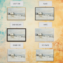 Cargar imagen en el visor de la galería, Farmhouse In The Winter, Framed Canvas Print, Christmas Scenary Landscape Painting, Americana Art, Custom Artwork Original