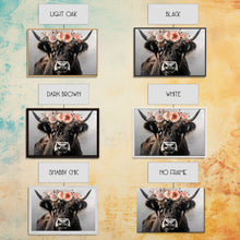 Carregar imagem no visualizador da galeria, Framed Canvas Wall Art, Cute Cow Wearing Flowers, Farmhouse Decor, Farmhouse Wall At, Extra Large Boho Decor, Modern Art, Minimalist Rustic