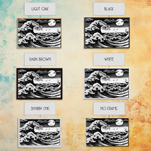 Load image into Gallery viewer, Black and White Wave Canvas Print, Hokusai Inspired Wall Art, Woodblock Print Style, Wall Art, Vintage Style Wall Art